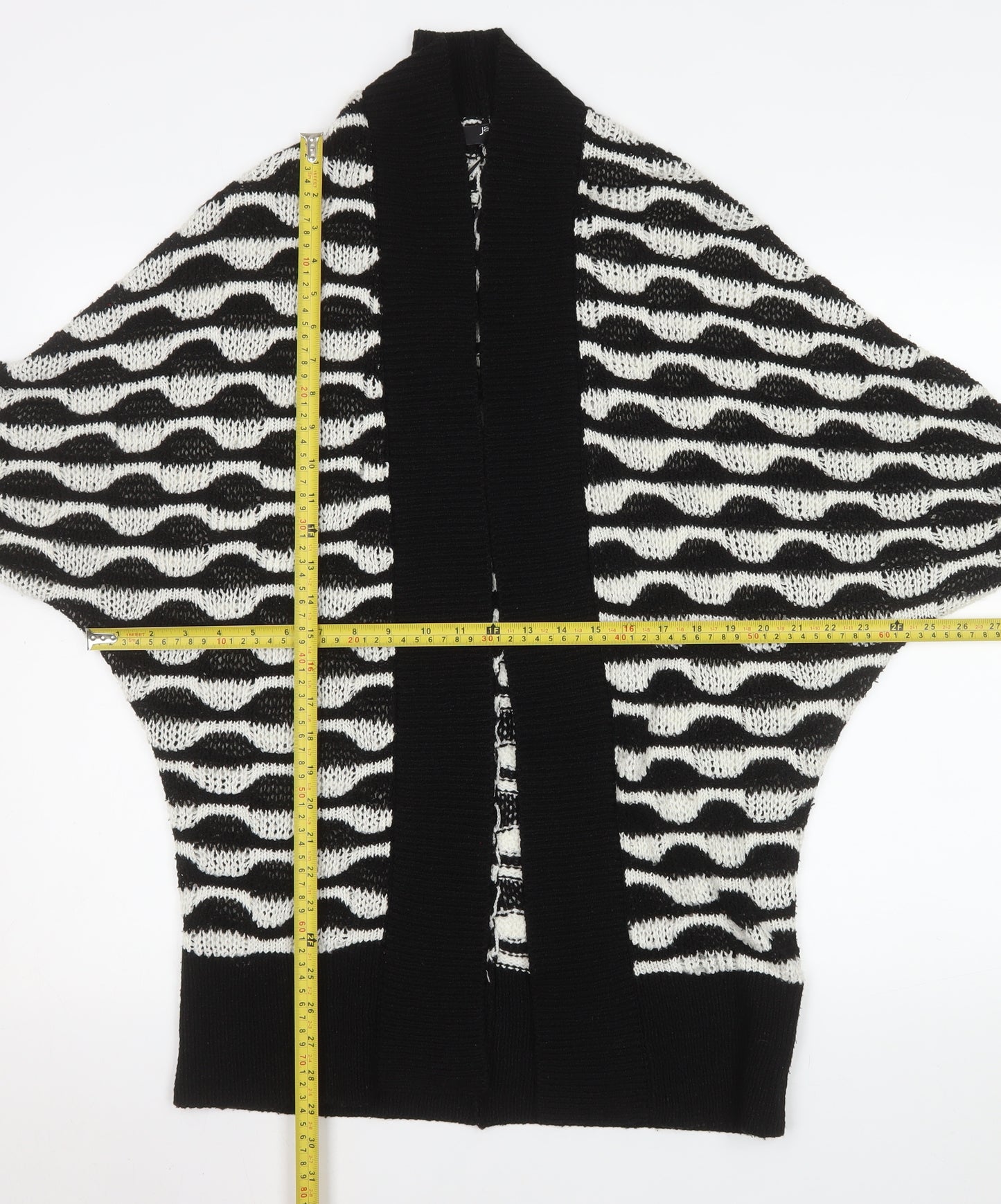 Jane Norman Womens Black & White Knit Cardigan M Relaxed Fit