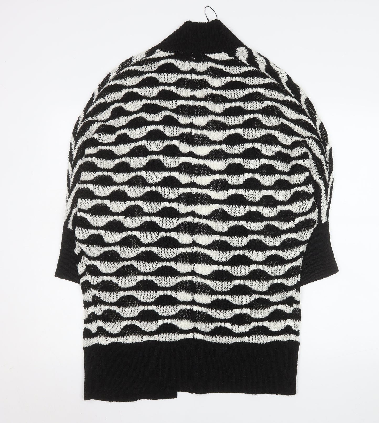 Jane Norman Womens Black & White Knit Cardigan M Relaxed Fit