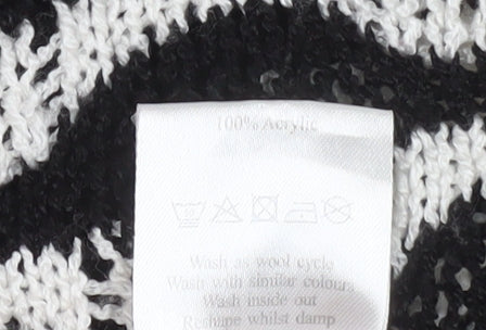 Jane Norman Womens Black & White Knit Cardigan M Relaxed Fit