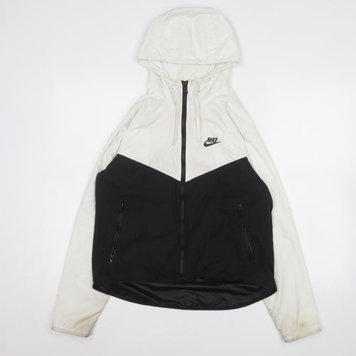 Nike Men's XS Black White Hooded Windbreaker Jacket