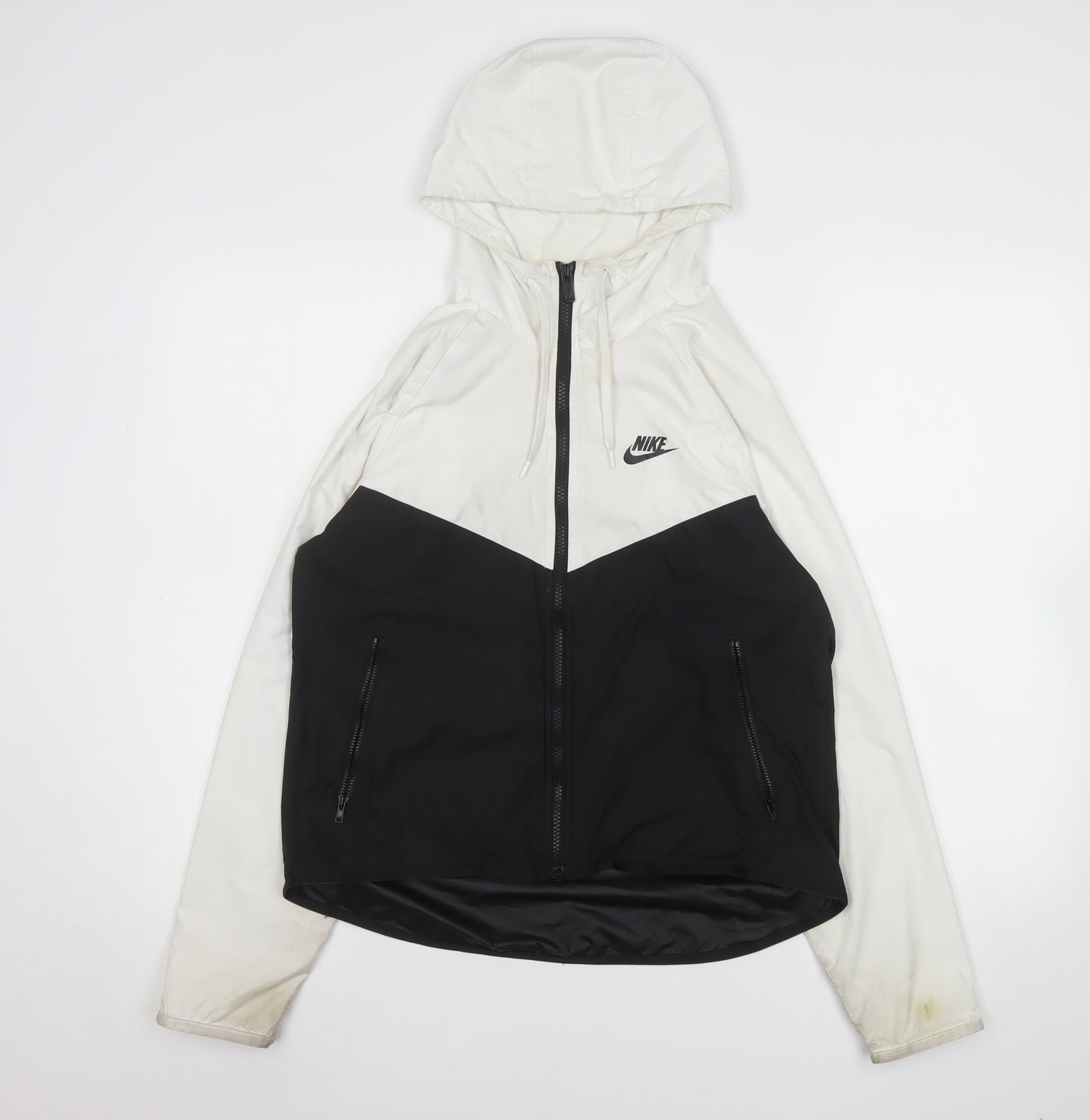 Nike Men's XS Black White Hooded Windbreaker Jacket