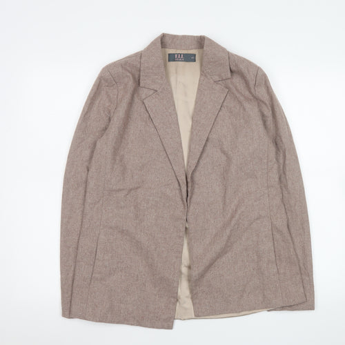 ELL Design Womens Beige Single-Breasted Blazer Size Small