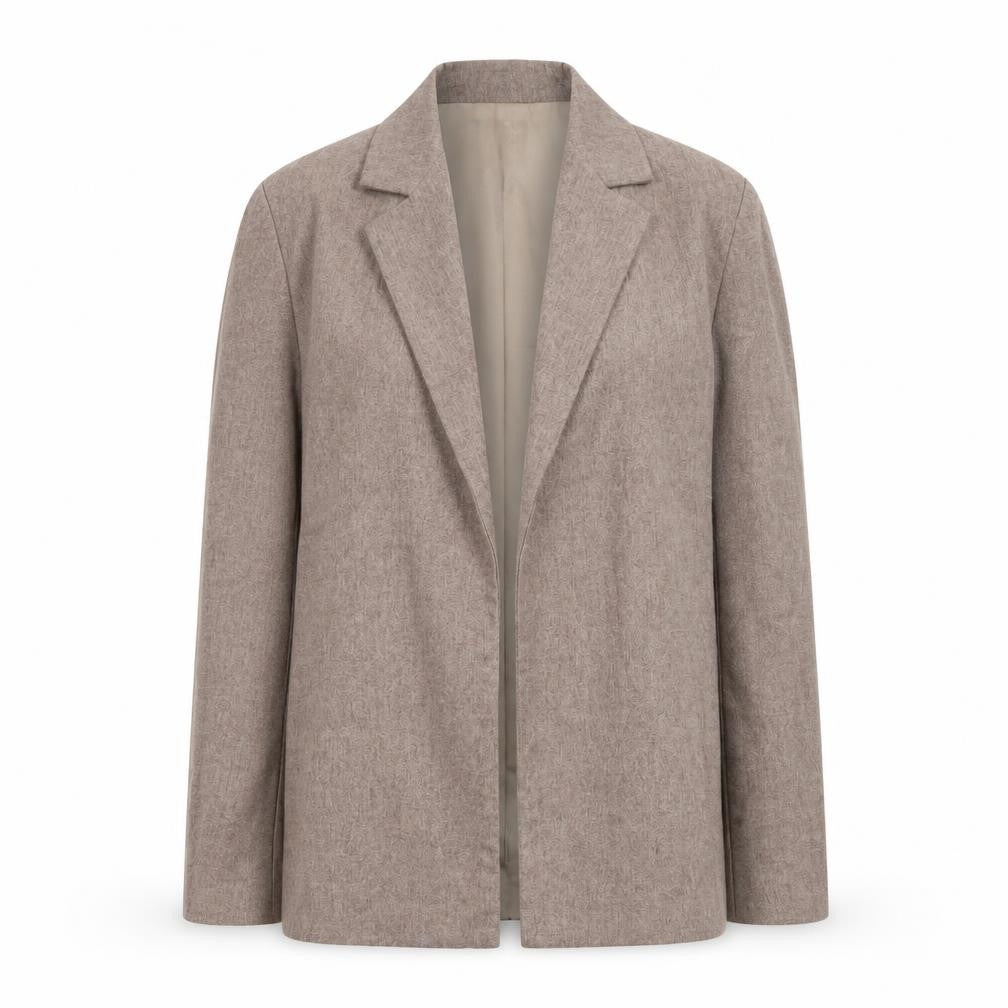 Front view of ELL Design women’s beige single-breasted blazer size small