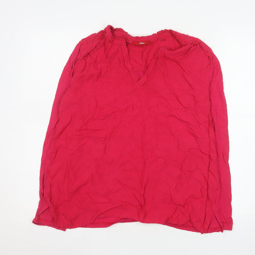 s.Oliver Women's Red Viscose Long Sleeve Tunic Blouse Size 14