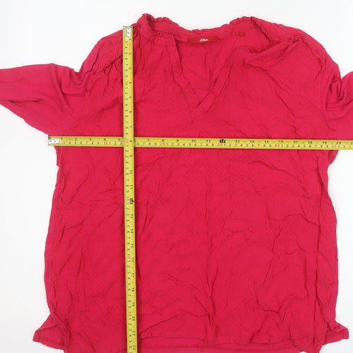 s.Oliver Women's Red Viscose Long Sleeve Tunic Blouse Size 14