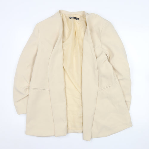 Boohoo Womens Beige Shawl Lapel Long Sleeve Blazer Jacket UK 18