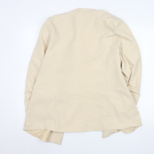 Boohoo Womens Beige Shawl Lapel Long Sleeve Blazer Jacket UK 18