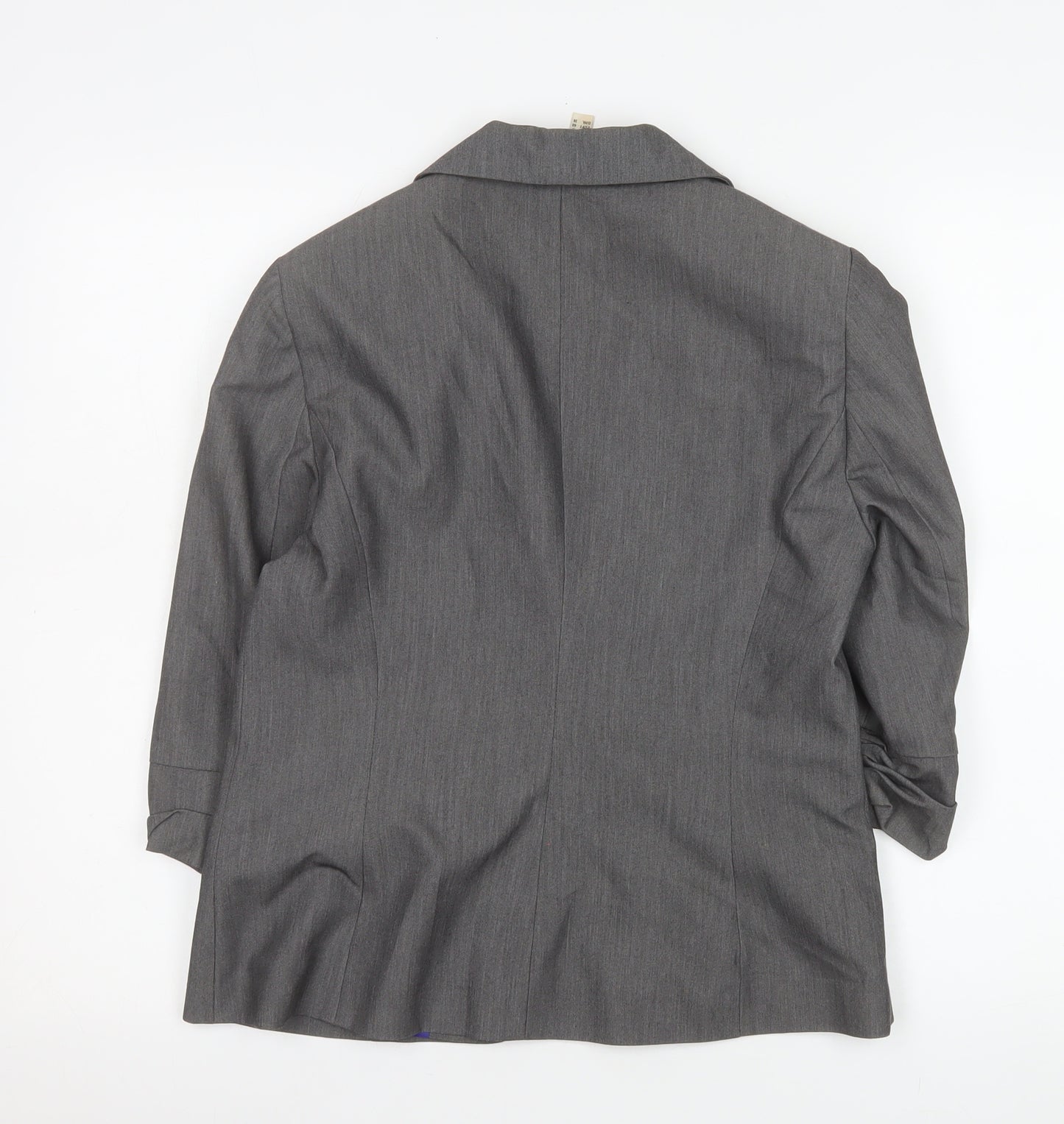Denim Co Women Grey Double-Breasted Blazer Size 12 Regular Fit Work Jacket