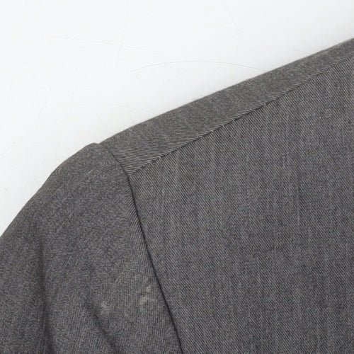 Denim Co Women Grey Double-Breasted Blazer Size 12 Regular Fit Work Jacket