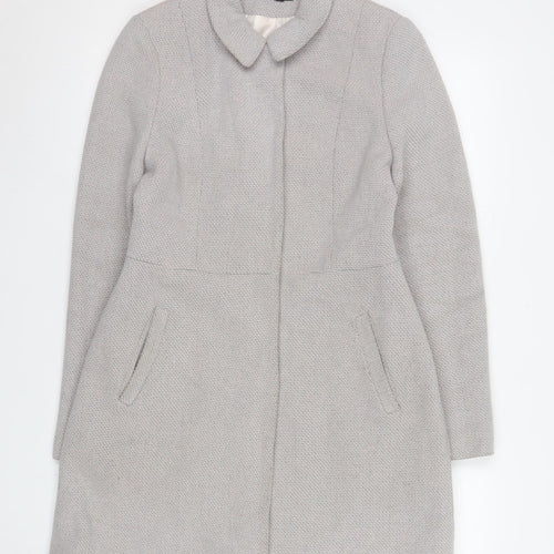 Topshop Women’s Grey Wool Blend Long Overcoat UK 10