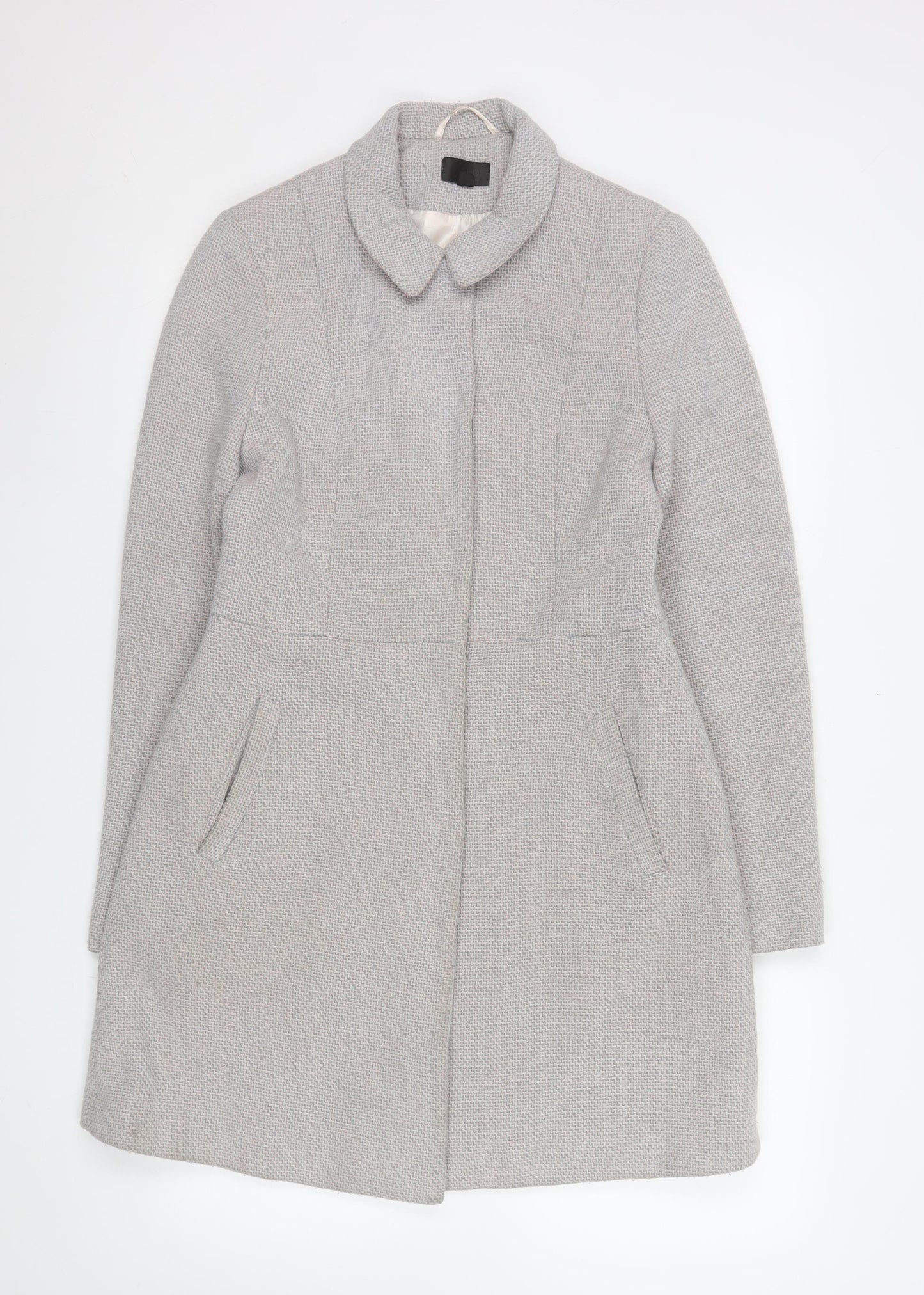 Topshop Women’s Grey Wool Blend Long Overcoat UK 10