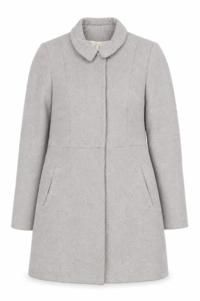 Front view of Topshop Women’s Grey Wool Blend Long Overcoat UK 10