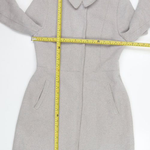 Topshop Women’s Grey Wool Blend Long Overcoat UK 10