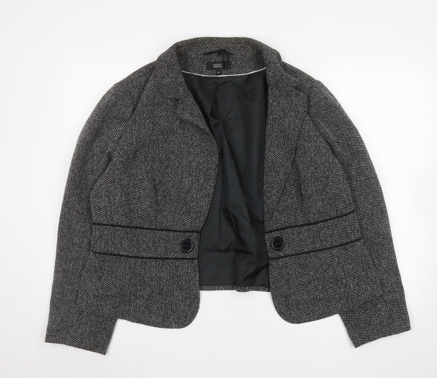 Marks and Spencer Women’s Grey Herringbone Blazer Size 22 Tailored Jacket