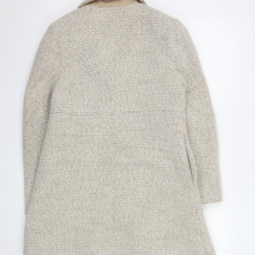 H&M Women Beige Wool Blend Mid-Length Overcoat Size 10