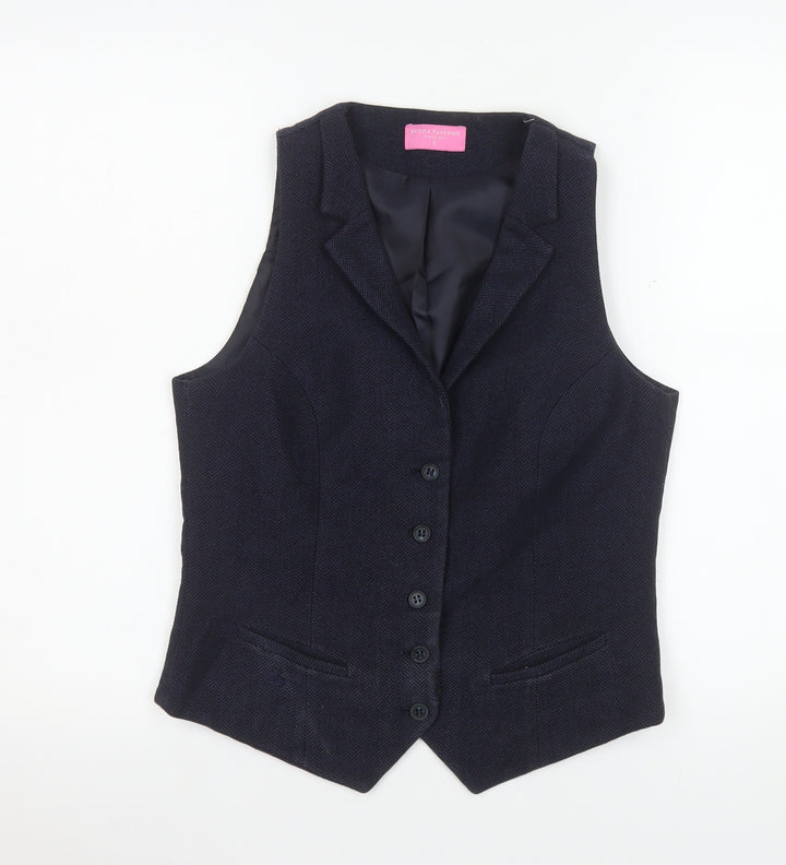 Brook Taverner Boys Blue Wool Blend Herringbone Formal Waistcoat S