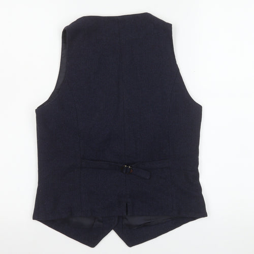 Brook Taverner Boys Blue Wool Blend Herringbone Formal Waistcoat S