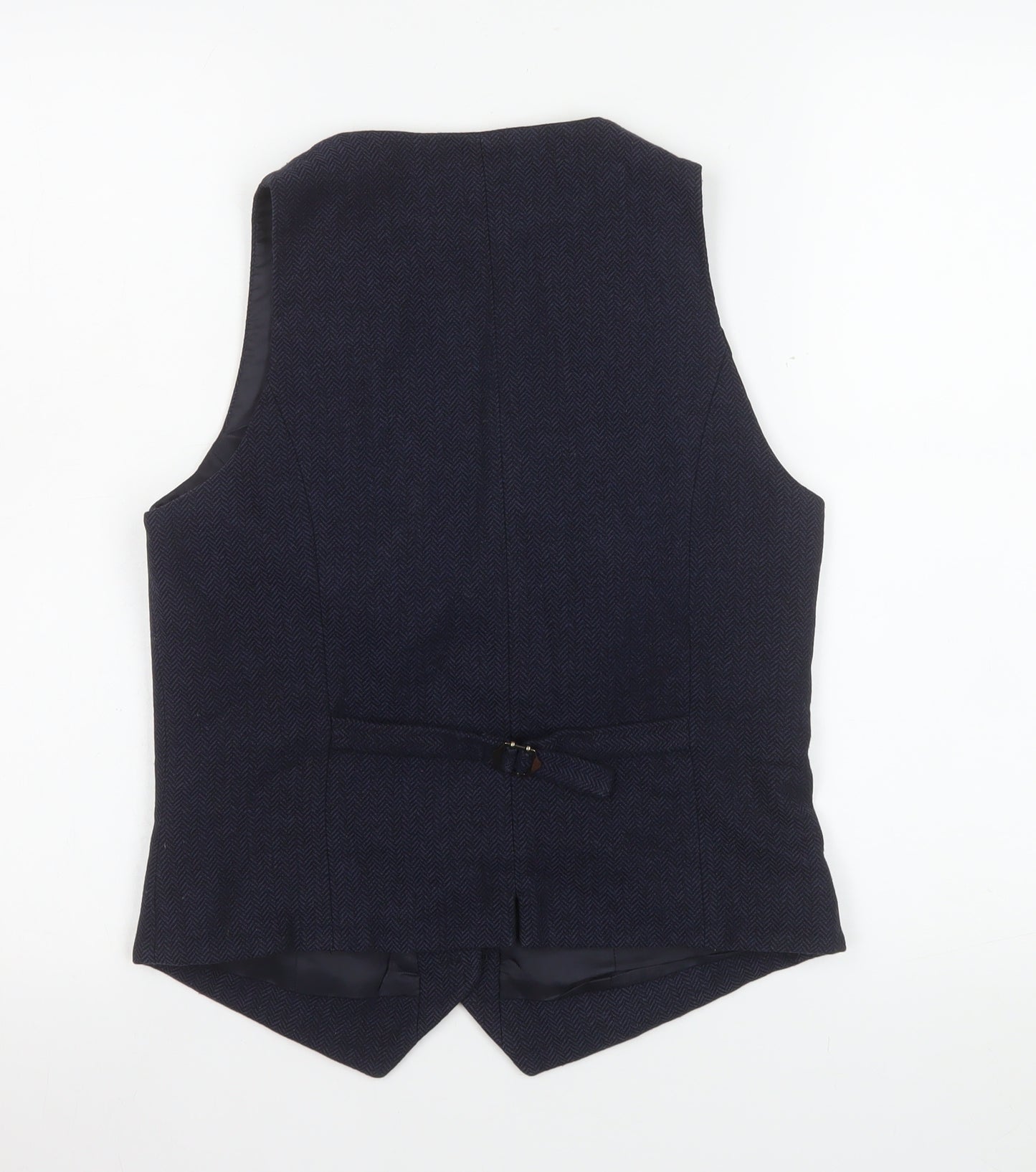 Brook Taverner Boys Blue Wool Blend Herringbone Formal Waistcoat S