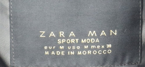 Zara Man Black Wool Blend Stand-Up Collar Men's Medium Overcoat