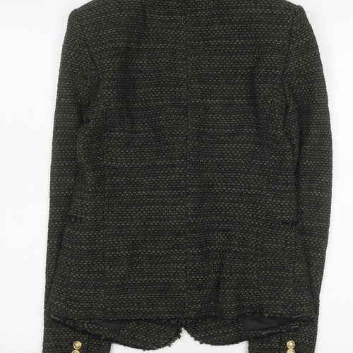 Zara Woman Black Wool Blend Bouclé Blazer Jacket UK 8 Single Breasted
