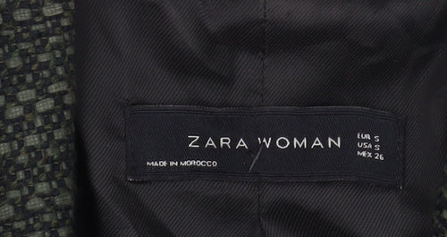 Zara Woman Black Wool Blend Bouclé Blazer Jacket UK 8 Single Breasted