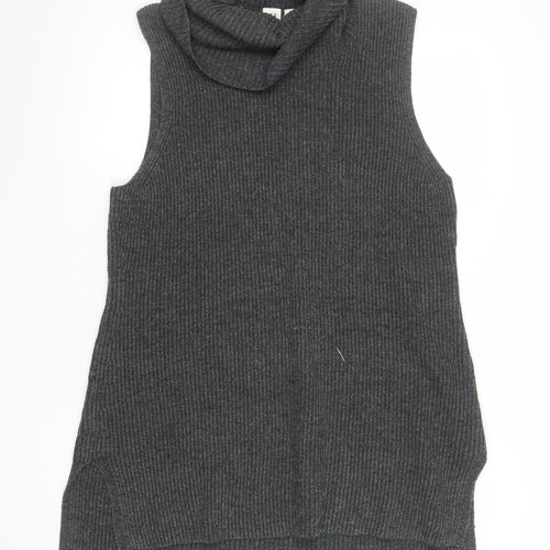 GAP Women Grey Roll Neck Sleeveless Knit Jumper Vest L
