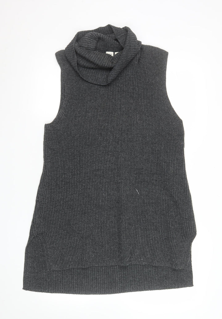 GAP Women Grey Roll Neck Sleeveless Knit Jumper Vest L