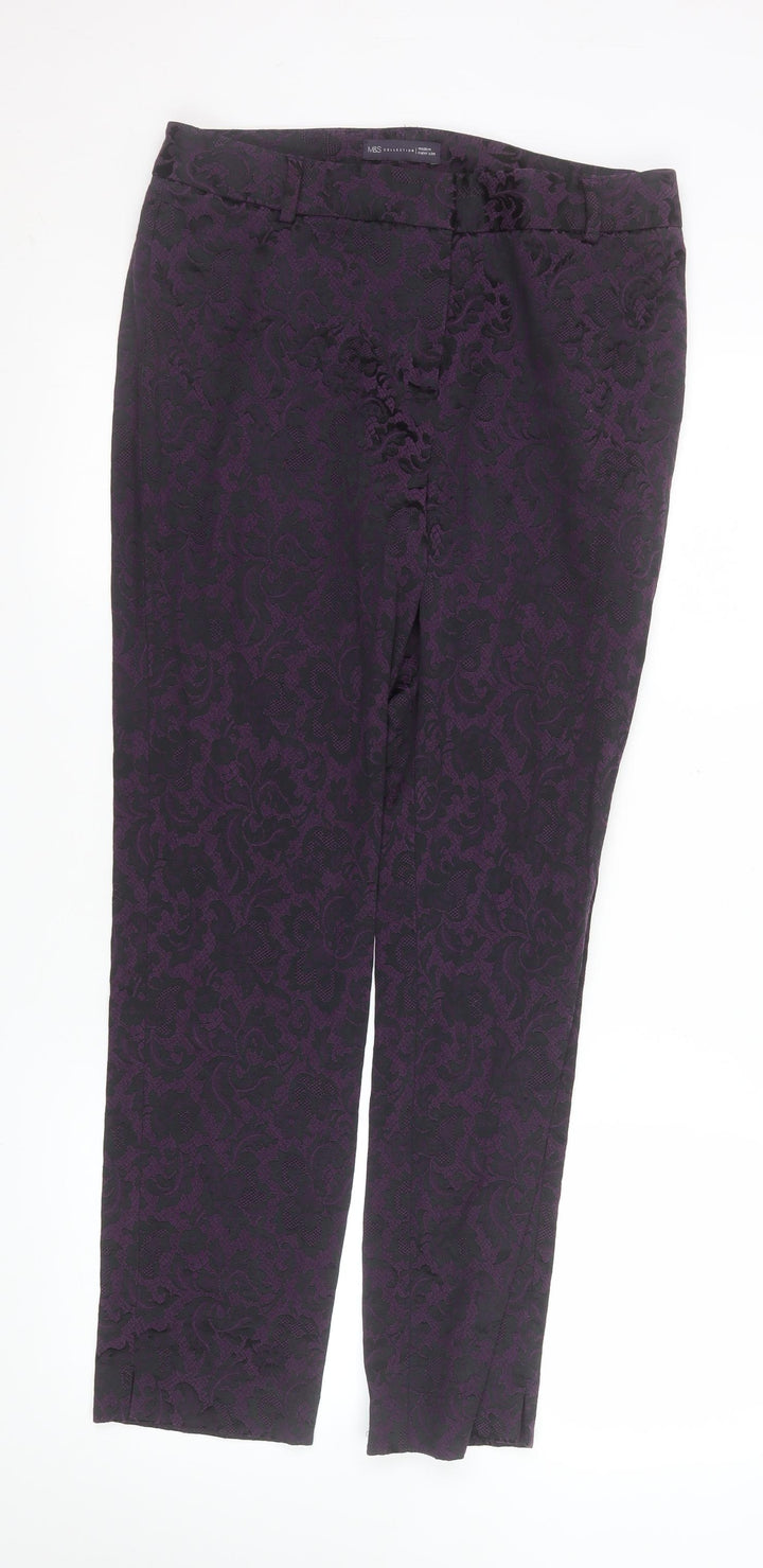Marks and Spencer Women’s Purple Jacquard Slim Trousers UK 12