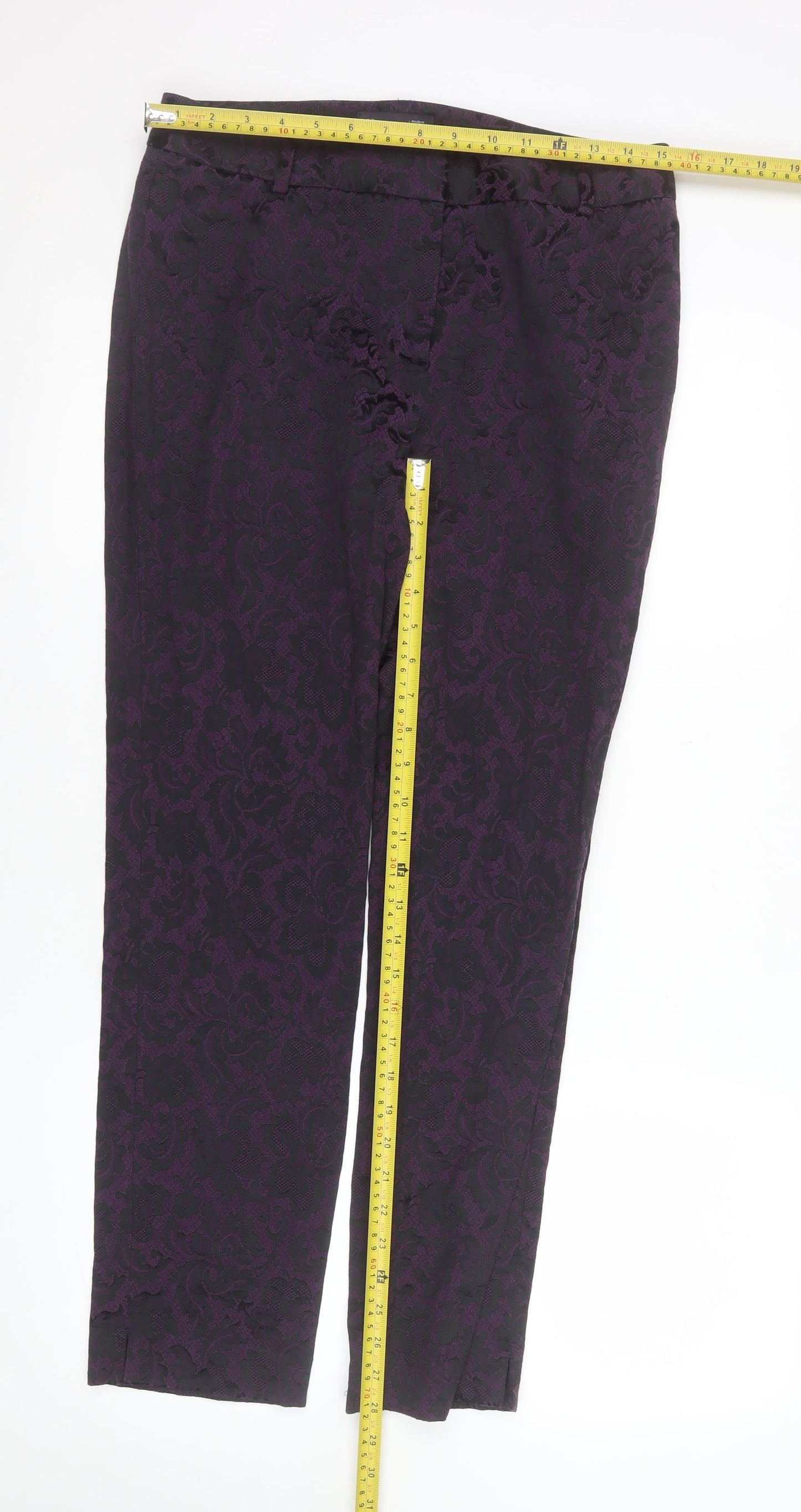 Marks and Spencer Women’s Purple Jacquard Slim Trousers UK 12