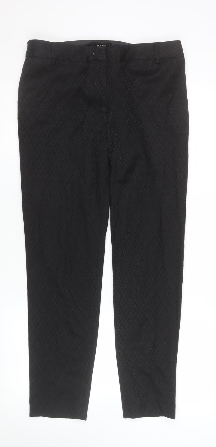Oasis Womens Black Jacquard Slim Trousers Size 12