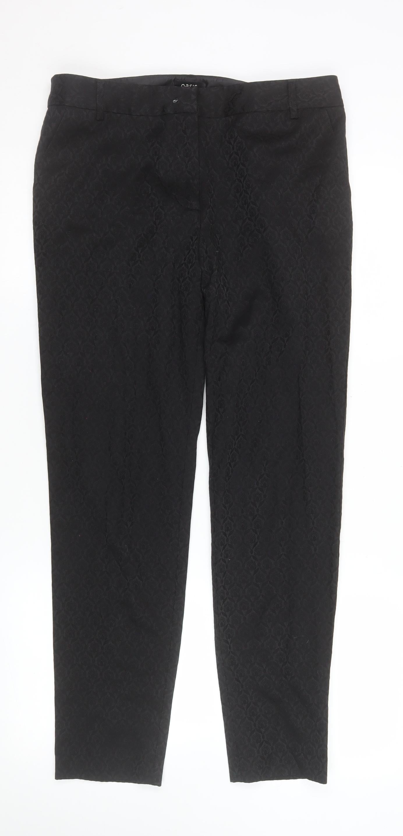 Oasis Womens Black Jacquard Slim Trousers Size 12