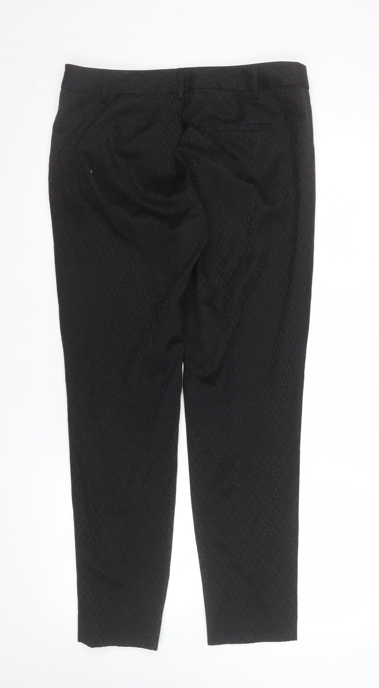 Oasis Womens Black Jacquard Slim Trousers Size 12