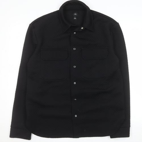 River Island Men's Black Quilted Basic Jacket Size M Regular Fit