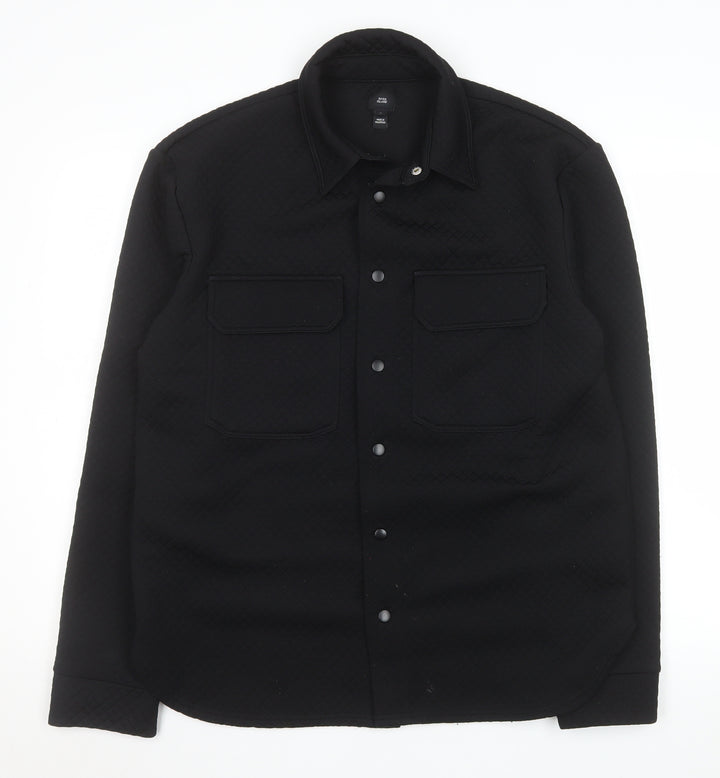 River Island Men's Black Quilted Basic Jacket Size M Regular Fit