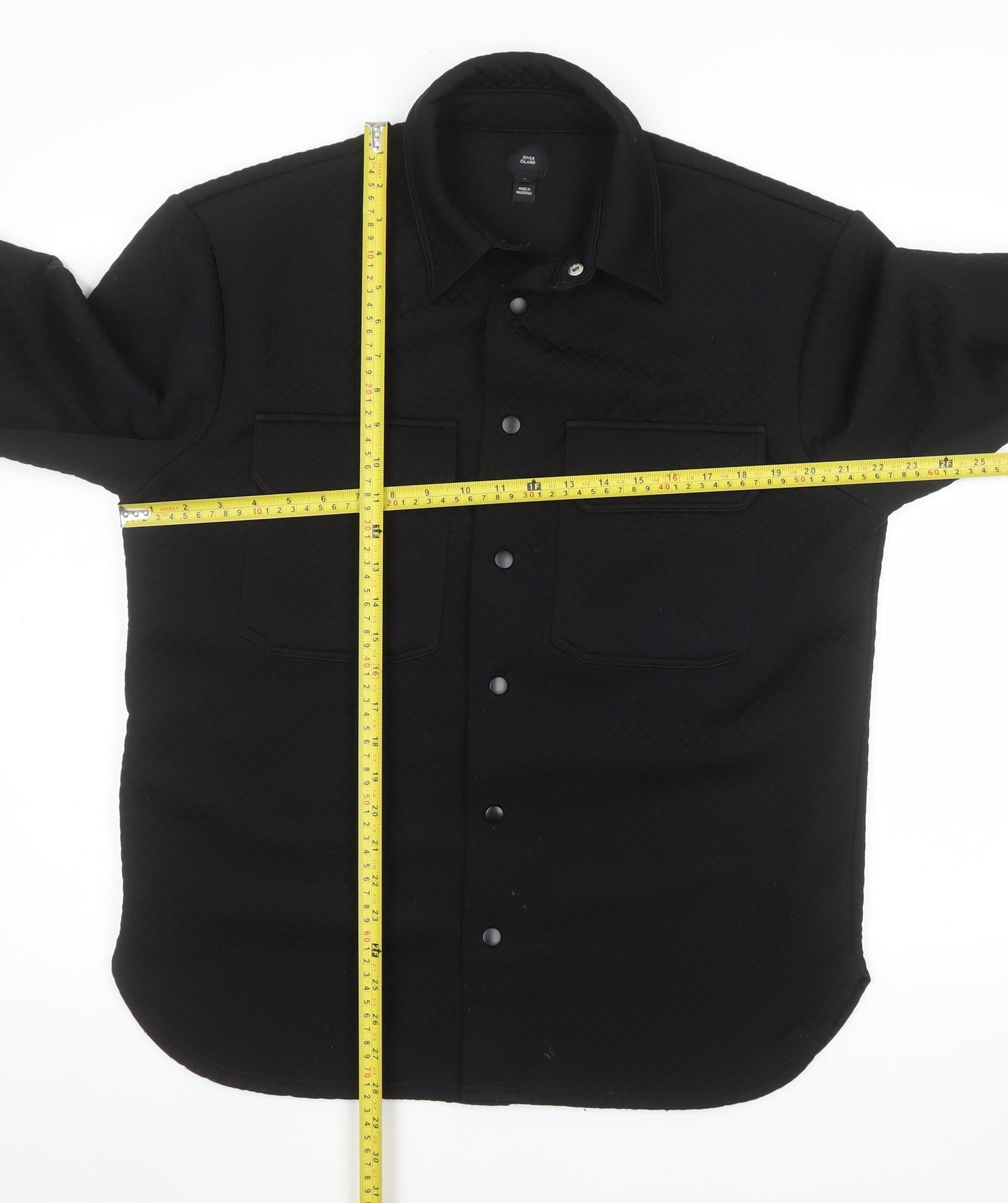 River Island Men's Black Quilted Basic Jacket Size M Regular Fit