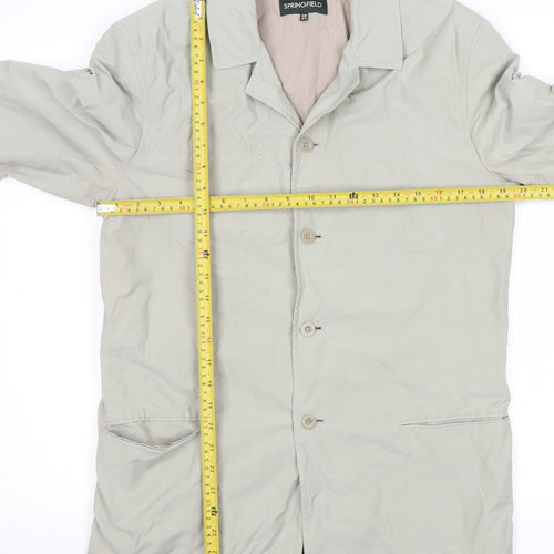 Springfield Men Beige Cotton Blend Long Overcoat M Regular Lightweight