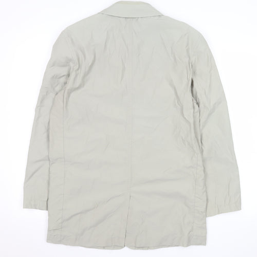 Springfield Men Beige Cotton Blend Long Overcoat M Regular Lightweight