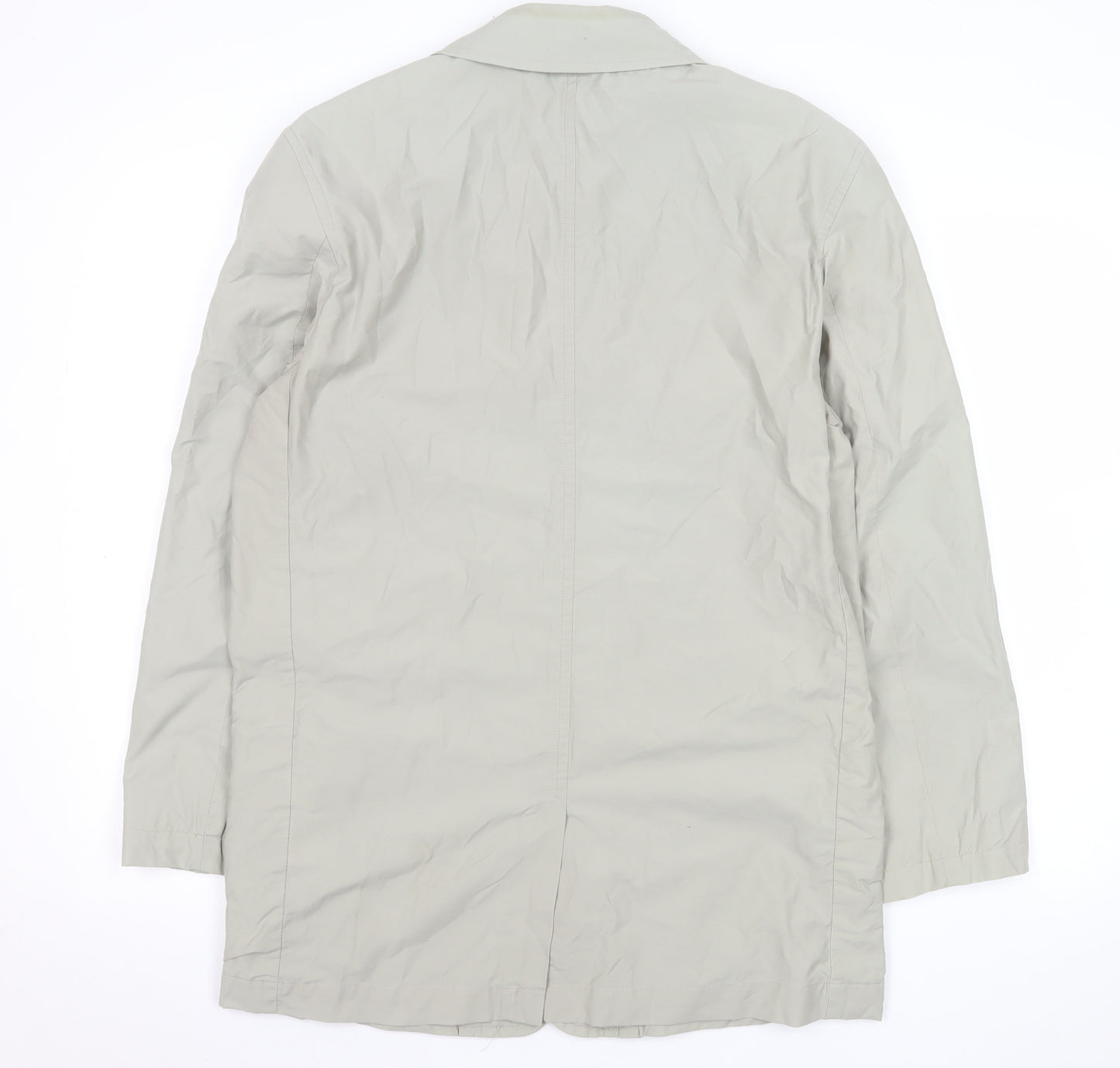 Springfield Men Beige Cotton Blend Long Overcoat M Regular Lightweight