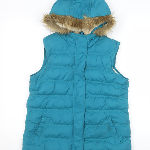 Mountain Warehouse Women’s Blue Hooded Puffer Waistcoat UK 10