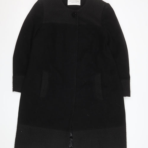 Windsmoor Women's Black Wool Blend Long Overcoat Size 14 Classic Style