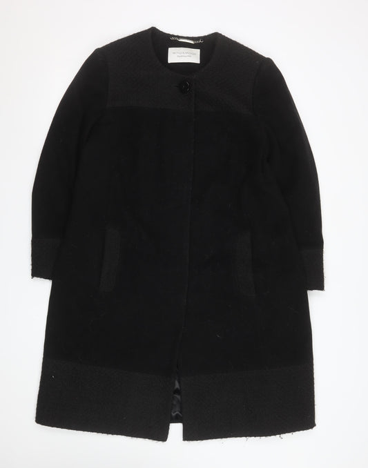 Windsmoor Women's Black Wool Blend Long Overcoat Size 14 Classic Style
