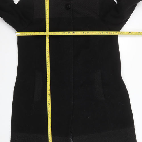 Windsmoor Women's Black Wool Blend Long Overcoat Size 14 Classic Style
