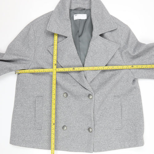 ASOS DESIGN Women’s Grey Pea Coat Short Herringbone L