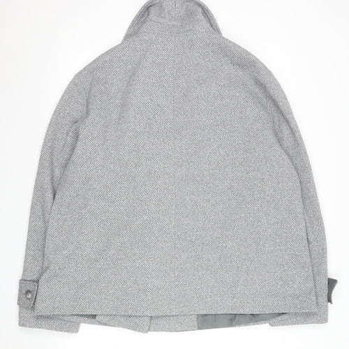 ASOS DESIGN Women’s Grey Pea Coat Short Herringbone L