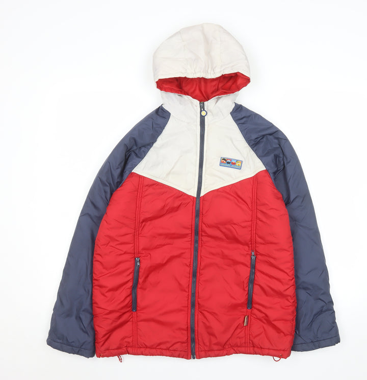 Sesame Street Boys Red Blue Colourblock Hooded Puffer Jacket 11-12 Years