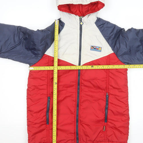 Sesame Street Boys Red Blue Colourblock Hooded Puffer Jacket 11-12 Years