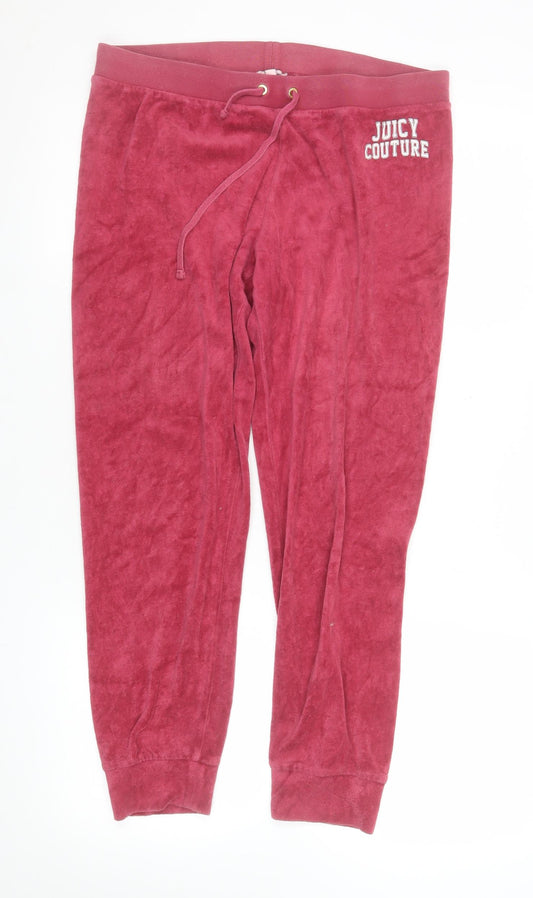 Juicy Couture Women's Pink Velour Jogger Trousers Size M