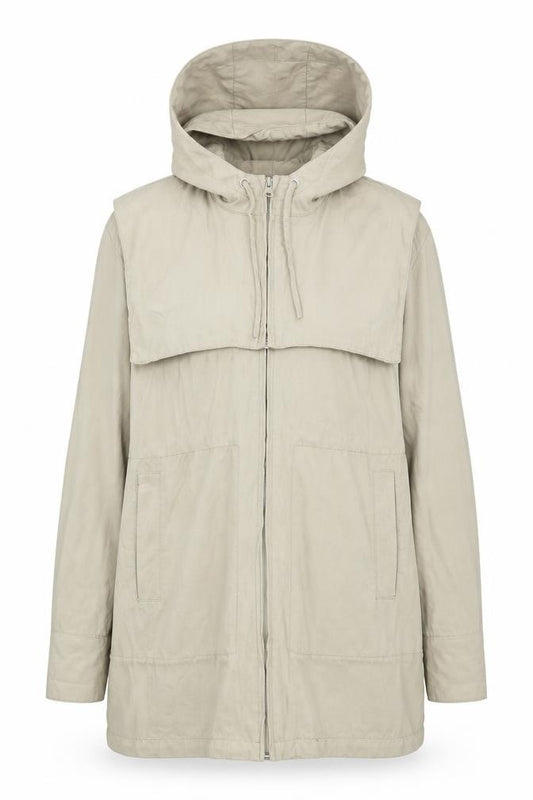 Front view of Levi's Red Tab girls’ beige cotton hooded parka jacket m