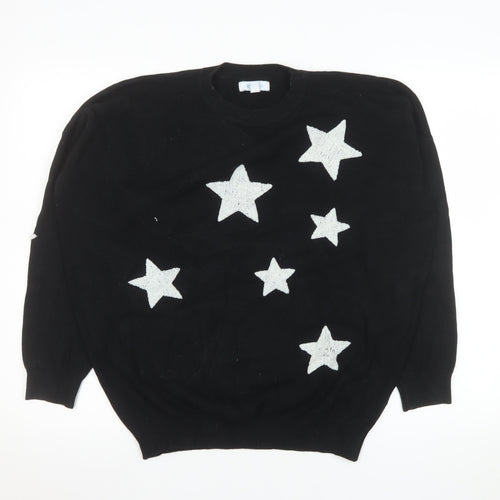 Blue Vanilla Women's Black Star Knit Pullover Jumper M