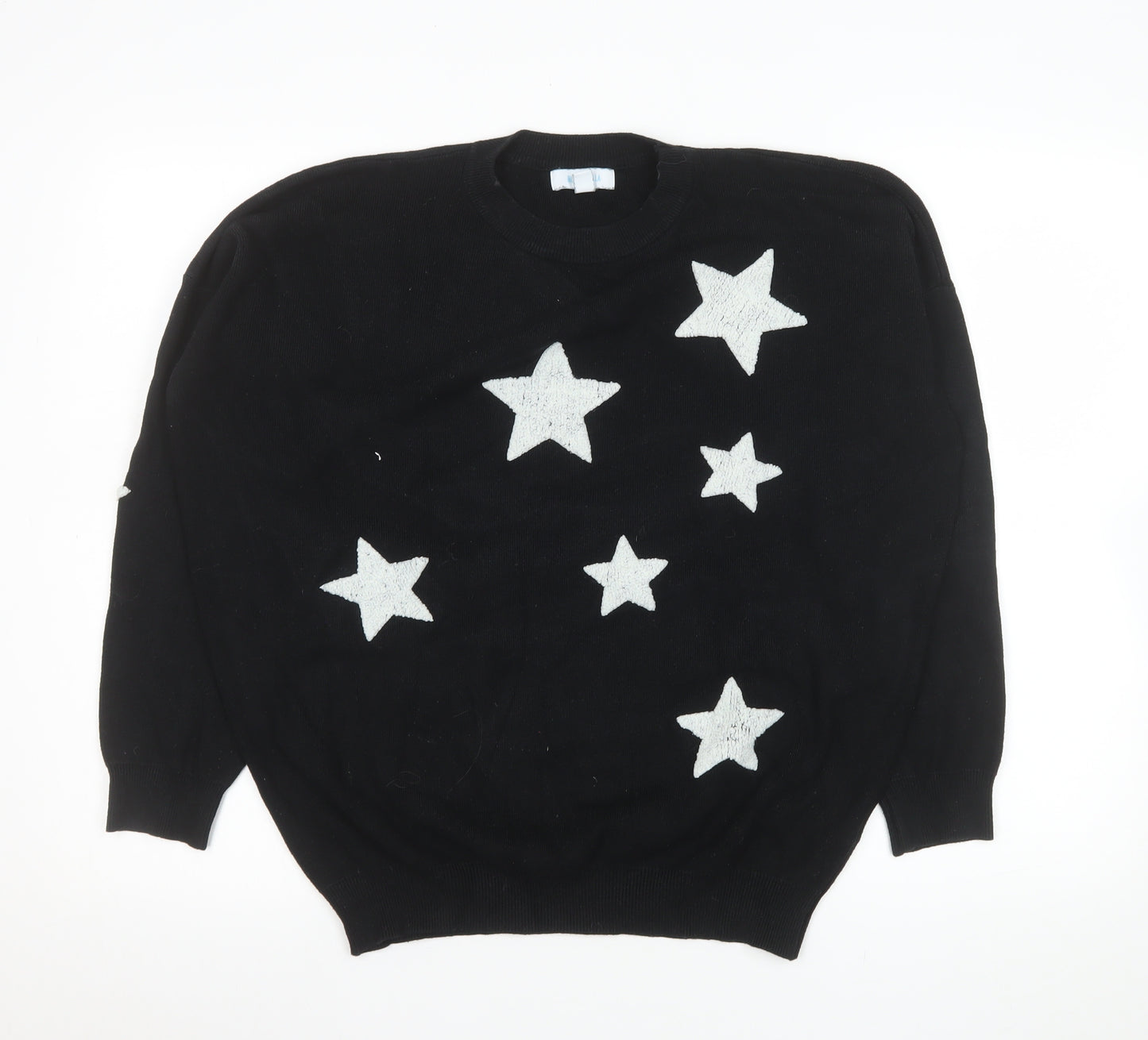 Blue Vanilla Women's Black Star Knit Pullover Jumper M